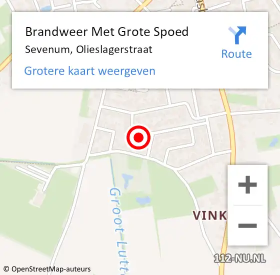 Locatie op kaart van de 112 melding: Brandweer Met Grote Spoed Naar Sevenum, Olieslagerstraat op 15 mei 2022 12:04