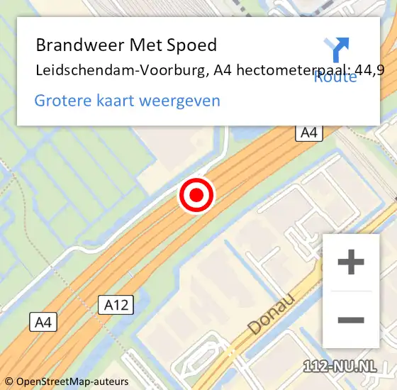 Locatie op kaart van de 112 melding: Brandweer Met Spoed Naar Leidschendam-Voorburg, A4 hectometerpaal: 44,9 op 15 mei 2022 12:14