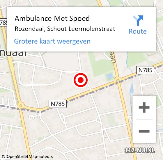 Locatie op kaart van de 112 melding: Ambulance Met Spoed Naar Rozendaal, Schout Leermolenstraat op 15 mei 2022 12:18