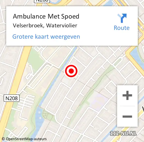 Locatie op kaart van de 112 melding: Ambulance Met Spoed Naar Velserbroek, Waterviolier op 15 mei 2022 12:19