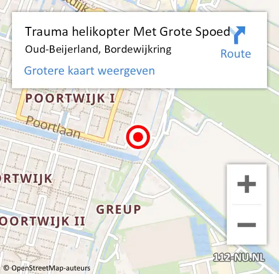 Locatie op kaart van de 112 melding: Trauma helikopter Met Grote Spoed Naar Oud-Beijerland, Bordewijkring op 15 mei 2022 12:32