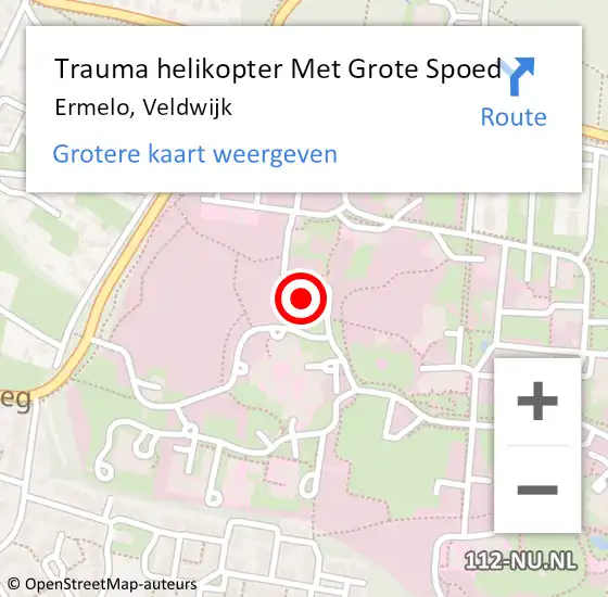 Locatie op kaart van de 112 melding: Trauma helikopter Met Grote Spoed Naar Ermelo, Veldwijk op 15 mei 2022 12:37
