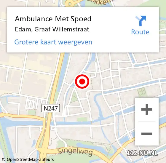 Locatie op kaart van de 112 melding: Ambulance Met Spoed Naar Edam, Graaf Willemstraat op 15 mei 2022 12:45