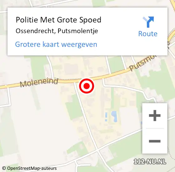 Locatie op kaart van de 112 melding: Politie Met Grote Spoed Naar Ossendrecht, Putsmolentje op 15 mei 2022 12:48