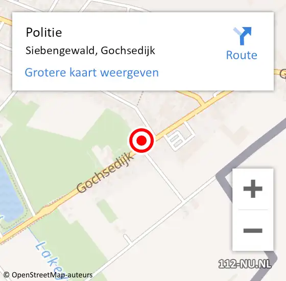 Locatie op kaart van de 112 melding: Politie Siebengewald, Gochsedijk op 15 mei 2022 13:09