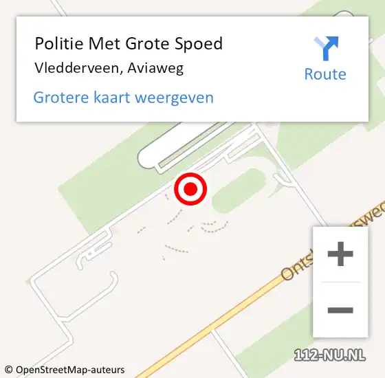 Locatie op kaart van de 112 melding: Politie Met Grote Spoed Naar Vledderveen, Aviaweg op 15 mei 2022 13:18