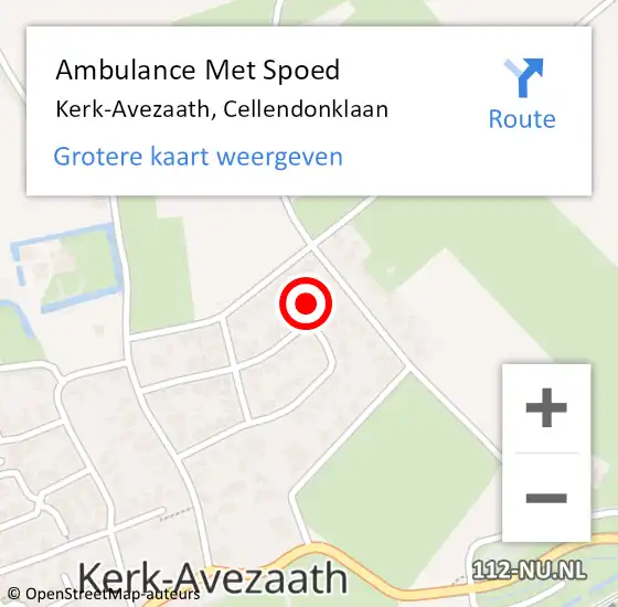 Locatie op kaart van de 112 melding: Ambulance Met Spoed Naar Kerk-Avezaath, Cellendonklaan op 15 mei 2022 13:37