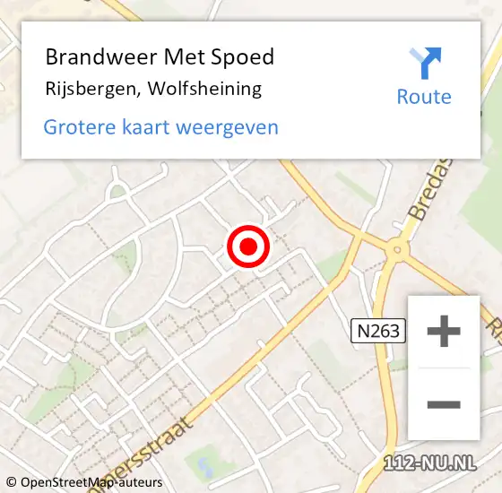 Locatie op kaart van de 112 melding: Brandweer Met Spoed Naar Rijsbergen, Wolfsheining op 15 mei 2022 13:43