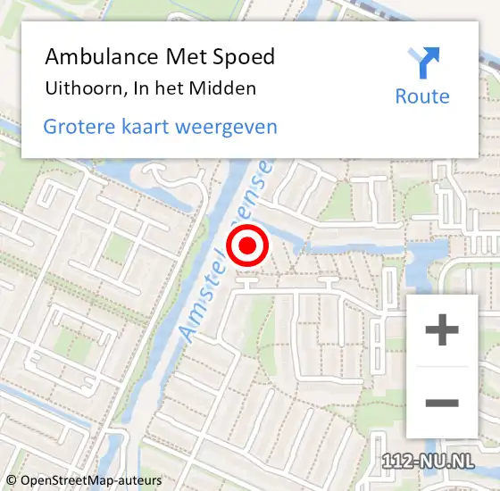 Locatie op kaart van de 112 melding: Ambulance Met Spoed Naar Uithoorn, In het Midden op 15 mei 2022 13:46