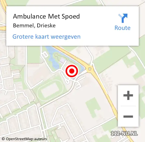 Locatie op kaart van de 112 melding: Ambulance Met Spoed Naar Bemmel, Drieske op 15 mei 2022 14:10