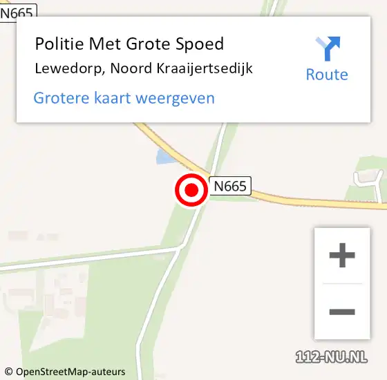 Locatie op kaart van de 112 melding: Politie Met Grote Spoed Naar Lewedorp, Noord Kraaijertsedijk op 15 mei 2022 14:17