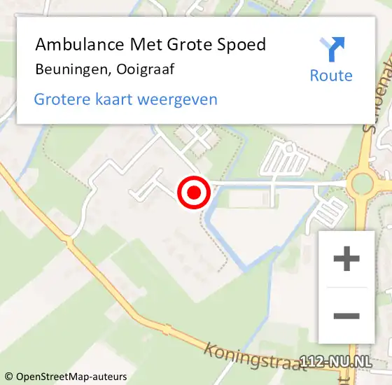 Locatie op kaart van de 112 melding: Ambulance Met Grote Spoed Naar Beuningen, Ooigraaf op 15 mei 2022 14:38