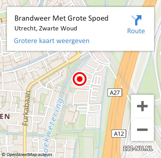 Locatie op kaart van de 112 melding: Brandweer Met Grote Spoed Naar Utrecht, Zwarte Woud op 15 mei 2022 14:48