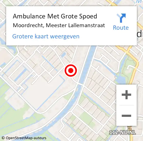 Locatie op kaart van de 112 melding: Ambulance Met Grote Spoed Naar Moordrecht, Meester Lallemanstraat op 15 mei 2022 14:50