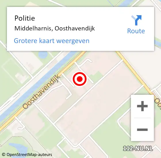 Locatie op kaart van de 112 melding: Politie Middelharnis, Oosthavendijk op 15 mei 2022 14:55