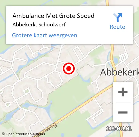 Locatie op kaart van de 112 melding: Ambulance Met Grote Spoed Naar Abbekerk, Schoolwerf op 15 mei 2022 15:02