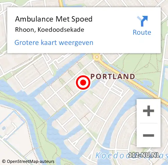 Locatie op kaart van de 112 melding: Ambulance Met Spoed Naar Rhoon, Koedoodsekade op 15 mei 2022 15:04