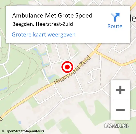 Locatie op kaart van de 112 melding: Ambulance Met Grote Spoed Naar Beegden, Heerstraat-Zuid op 15 mei 2022 15:32