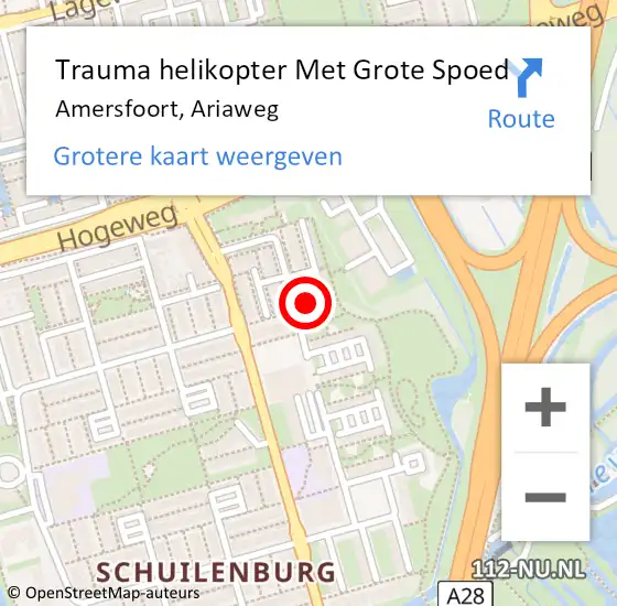 Locatie op kaart van de 112 melding: Trauma helikopter Met Grote Spoed Naar Amersfoort, Ariaweg op 15 mei 2022 15:40