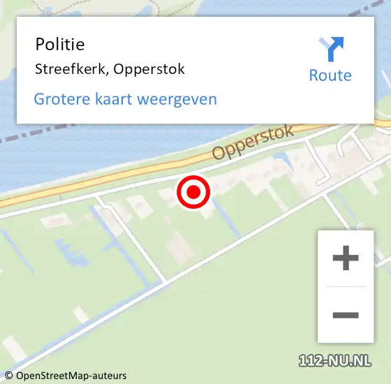 Locatie op kaart van de 112 melding: Politie Streefkerk, Opperstok op 15 mei 2022 15:42