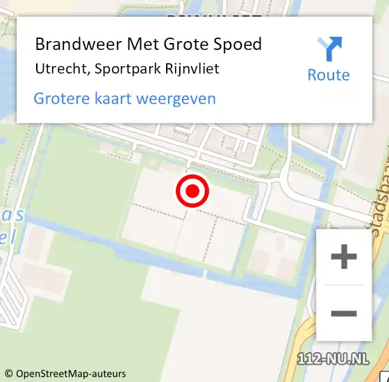 Locatie op kaart van de 112 melding: Brandweer Met Grote Spoed Naar Utrecht, Sportpark Rijnvliet op 15 mei 2022 15:54