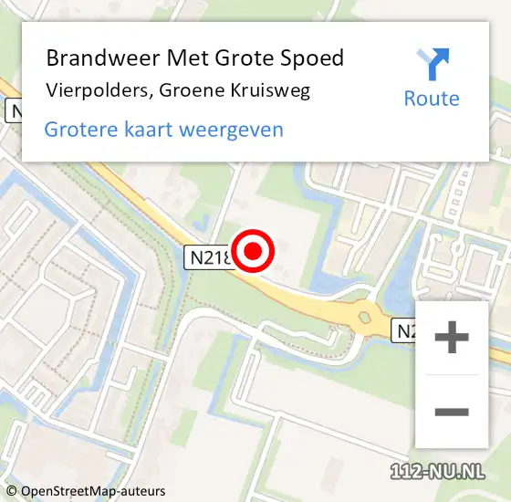 Locatie op kaart van de 112 melding: Brandweer Met Grote Spoed Naar Vierpolders, Groene Kruisweg op 15 mei 2022 15:55