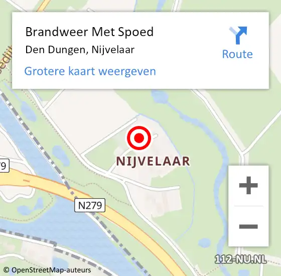 Locatie op kaart van de 112 melding: Brandweer Met Spoed Naar Den Dungen, Nijvelaar op 15 mei 2022 15:57