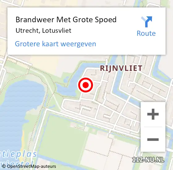 Locatie op kaart van de 112 melding: Brandweer Met Grote Spoed Naar Utrecht, Lotusvliet op 15 mei 2022 16:04