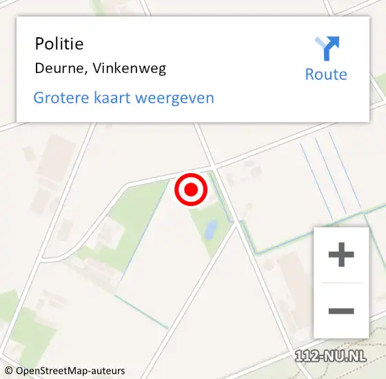 Locatie op kaart van de 112 melding: Politie Deurne, Vinkenweg op 15 mei 2022 16:25