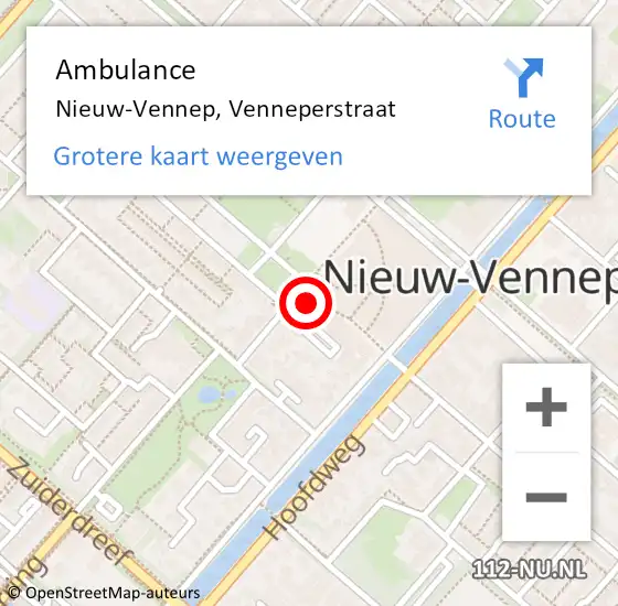 Locatie op kaart van de 112 melding: Ambulance Nieuw-Vennep, Venneperstraat op 15 mei 2022 16:28