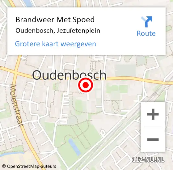Locatie op kaart van de 112 melding: Brandweer Met Spoed Naar Oudenbosch, Jezuïetenplein op 15 mei 2022 16:42