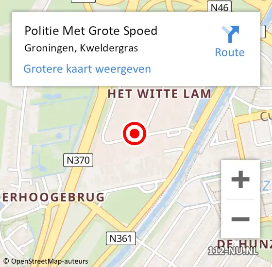 Locatie op kaart van de 112 melding: Politie Met Grote Spoed Naar Groningen, Kweldergras op 15 mei 2022 16:47