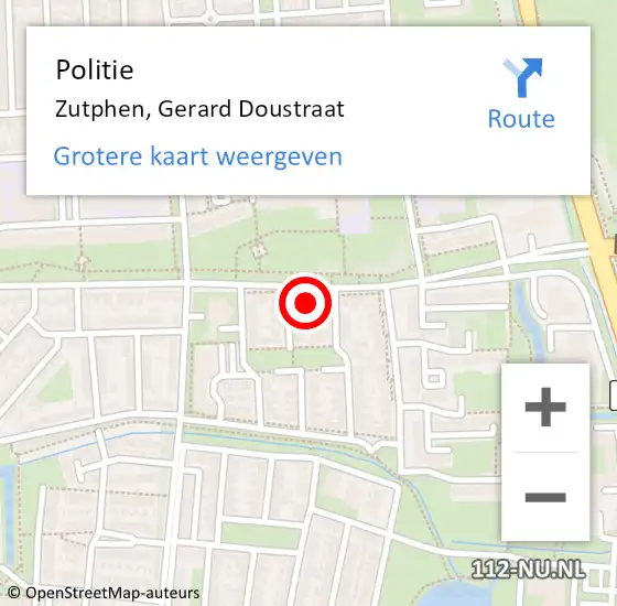 Locatie op kaart van de 112 melding: Politie Zutphen, Gerard Doustraat op 15 mei 2022 16:49