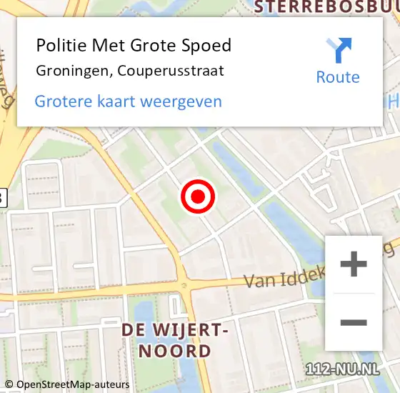 Locatie op kaart van de 112 melding: Politie Met Grote Spoed Naar Groningen, Couperusstraat op 15 mei 2022 16:51