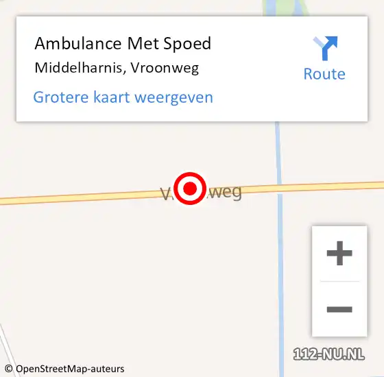 Locatie op kaart van de 112 melding: Ambulance Met Spoed Naar Middelharnis, Vroonweg op 15 mei 2022 16:52