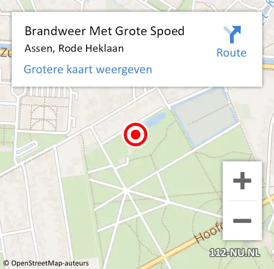 Locatie op kaart van de 112 melding: Brandweer Met Grote Spoed Naar Assen, Rode Heklaan op 15 mei 2022 16:57