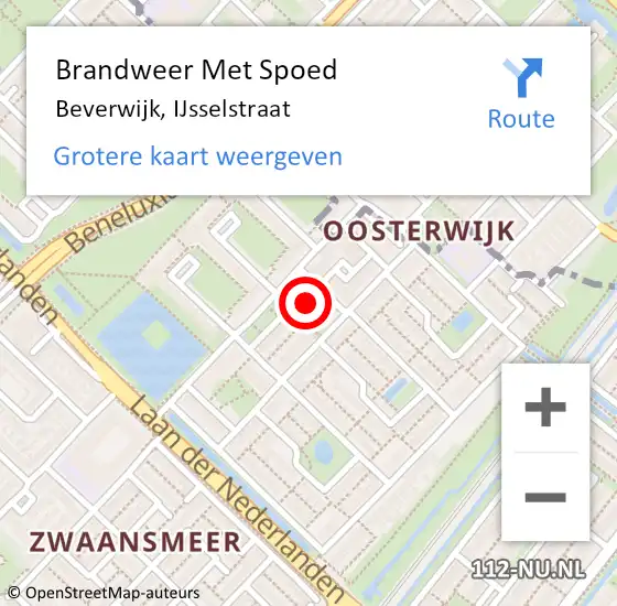 Locatie op kaart van de 112 melding: Brandweer Met Spoed Naar Beverwijk, IJsselstraat op 15 mei 2022 16:59