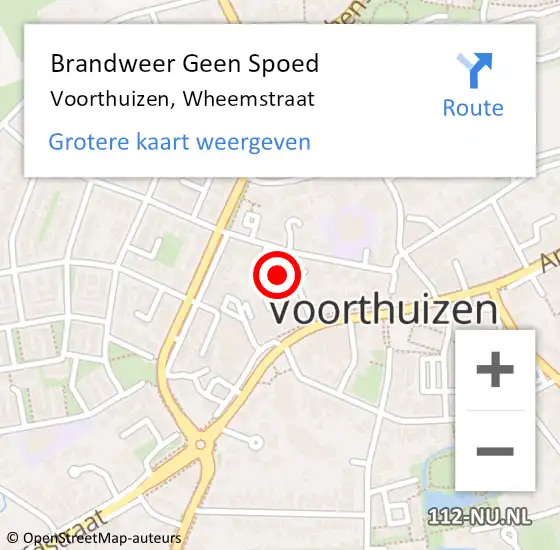 Locatie op kaart van de 112 melding: Brandweer Geen Spoed Naar Voorthuizen, Wheemstraat op 15 mei 2022 17:35