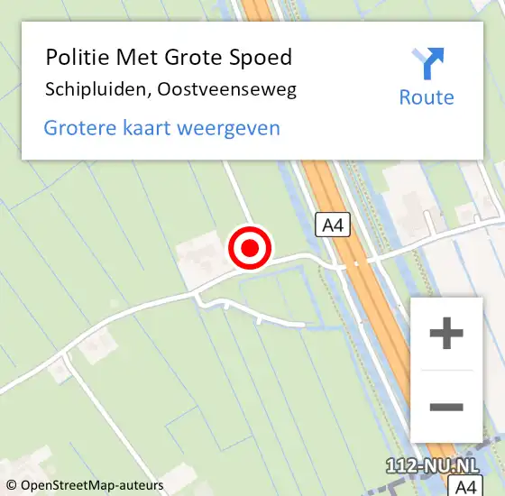 Locatie op kaart van de 112 melding: Politie Met Grote Spoed Naar Schipluiden, Oostveenseweg op 15 mei 2022 17:55