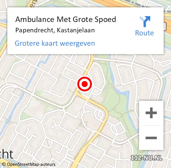 Locatie op kaart van de 112 melding: Ambulance Met Grote Spoed Naar Papendrecht, Kastanjelaan op 15 mei 2022 17:55