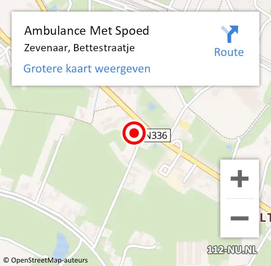 Locatie op kaart van de 112 melding: Ambulance Met Spoed Naar Zevenaar, Bettestraatje op 15 mei 2022 18:00