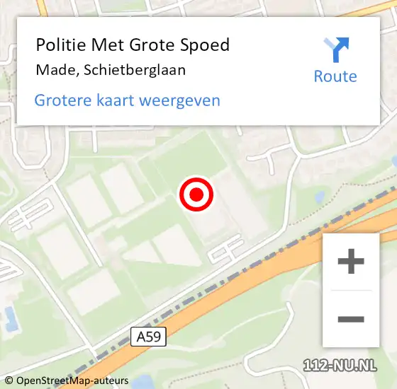 Locatie op kaart van de 112 melding: Politie Met Grote Spoed Naar Made, Schietberglaan op 15 mei 2022 18:03