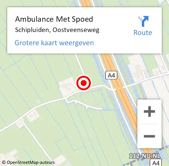 Locatie op kaart van de 112 melding: Ambulance Met Spoed Naar Schipluiden, Oostveenseweg op 15 mei 2022 18:03