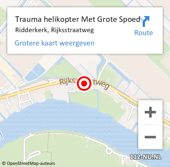 Locatie op kaart van de 112 melding: Trauma helikopter Met Grote Spoed Naar Ridderkerk, Rijksstraatweg op 15 mei 2022 18:05