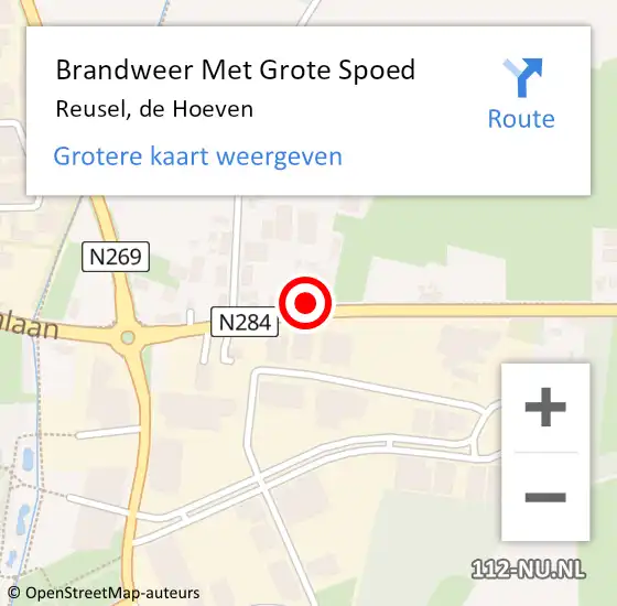 Locatie op kaart van de 112 melding: Brandweer Met Grote Spoed Naar Reusel, de Hoeven op 15 mei 2022 18:18