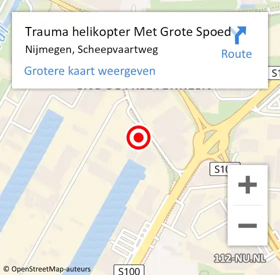 Locatie op kaart van de 112 melding: Trauma helikopter Met Grote Spoed Naar Nijmegen, Scheepvaartweg op 15 mei 2022 18:36