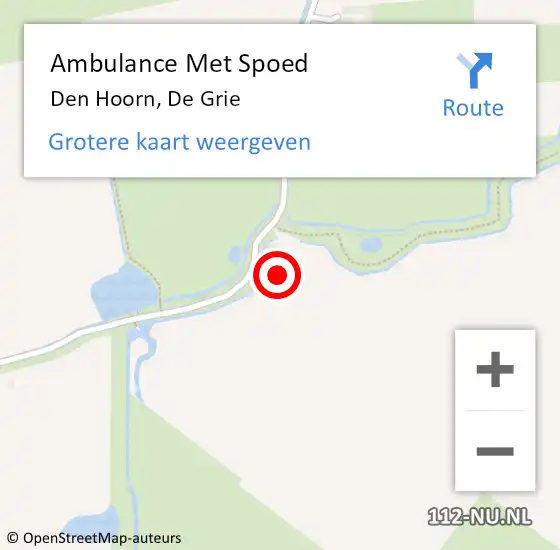 Locatie op kaart van de 112 melding: Ambulance Met Spoed Naar Den Hoorn, De Grie op 15 mei 2022 18:41