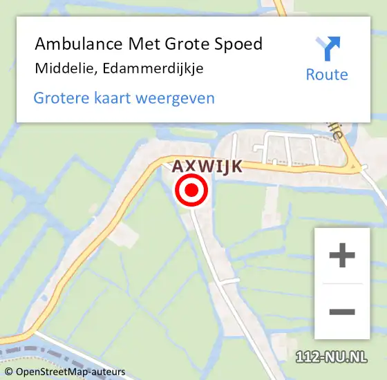 Locatie op kaart van de 112 melding: Ambulance Met Grote Spoed Naar Middelie, Edammerdijkje op 17 juli 2014 12:47