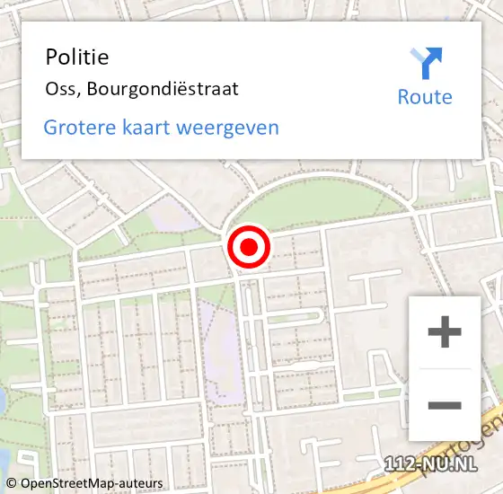 Locatie op kaart van de 112 melding: Politie Oss, Bourgondiëstraat op 15 mei 2022 19:20