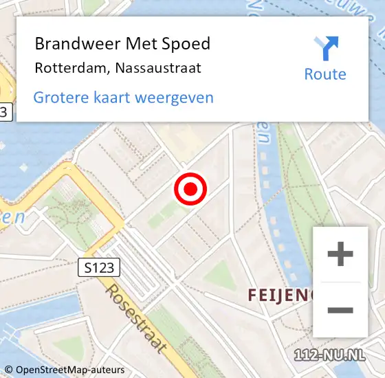 Locatie op kaart van de 112 melding: Brandweer Met Spoed Naar Rozenburg, Nassaustraat op 15 mei 2022 19:32